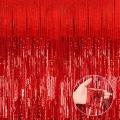 OUTMASTER Red Foil Fringe Curtain - 3.3'x9.8' (1PC), Shiny Holistic Party Decor for Wall/Door