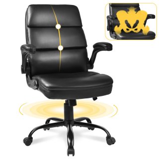 OUTMASTER Big And Tall Chair -Three Section Support,Flip-Up Armrests, Office, Study Applicable.Black