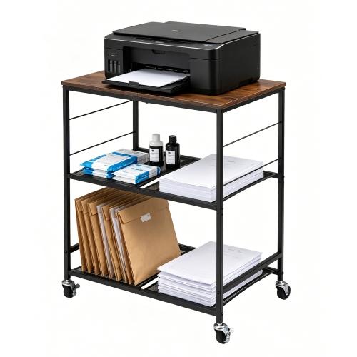 OUTMASTER Printer Stand - Large Size with Hooks and Lockable Casters,Accommodates most Printers.