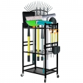 OUTMASTER Garden Tool Organizer Rack with Locking Wheel，Heavy-Duty Storage for Garage & Yard Tools
