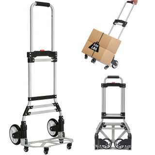 OUTMASTER Foldable Heavy-Duty Stair Climbing Hand Truck,2&4-Wheel Modes,Multi-Surface Use, Black