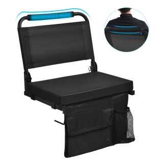 OTMASTER Stadium Bleacher Chair-Extended Backrest, Ergonomic Spine Protection, Events, Camping.(Black)