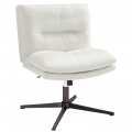 OUTMASTER Cross Legged Office Chair No Wheels Armless Faux Leather 360° Swivel Height Adjustable