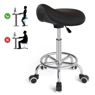 OUTMASTER Saddle Stool Ergonomic,Comfort Strap Wide Thick Seat Cushion for Medical, Home, Office,Black