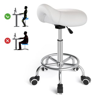 OUTMASTER Saddle Stool Ergonomic,Comfort Strap Wide Thick Seat Cushion for Medical, Home, Office, White
