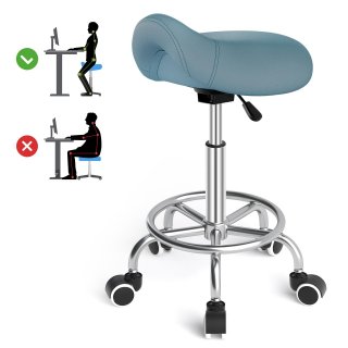 OUTMASTER Saddle Stool Ergonomic,Comfort Strap Wide Thick Seat Cushion for Medical, Home, Office, Blue