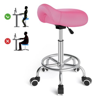 OUTMASTER Saddle Stool Ergonomic,Comfort Strap Wide Thick Seat Cushion for Medical, Home, Office, Pink