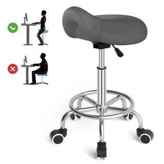 OUTMASTER Saddle Stool Ergonomic,Comfort Strap Wide Thick Seat Cushion for Medical, Home, Office, Grey