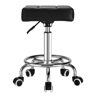 OUTMASTER Rolling Stool, Comfort with Thick Square Seat Cushion for Medical, Home, Office (Black)