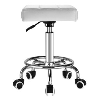OUTMASTER Rolling Stool, Comfort with Thick Square Seat Cushion for Medical, Home, Office (White)