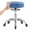 OUTMASTER Rolling Stool Heavy Duty 400lb,PU Leather,Free Adjustable Swivel,Office Accessible(Blue)