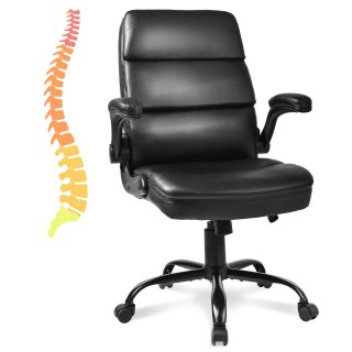 OUTMASTER Big And Tall Chair -Three Section Support,Flip-Up Armrests, Office, Study Applicable.Black
