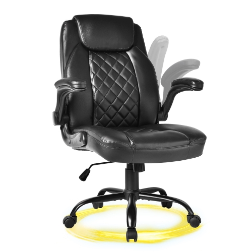 OUTMASTER Big and Tall Office Chair – 400lb Capacity, Ergonomic PU Leather Executive Chair.(Black)