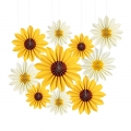 OUTMASTER 9 Pieces Sunflower Paper Fan Party Decoration for Baby Shower, Holiday Party, Wedding.