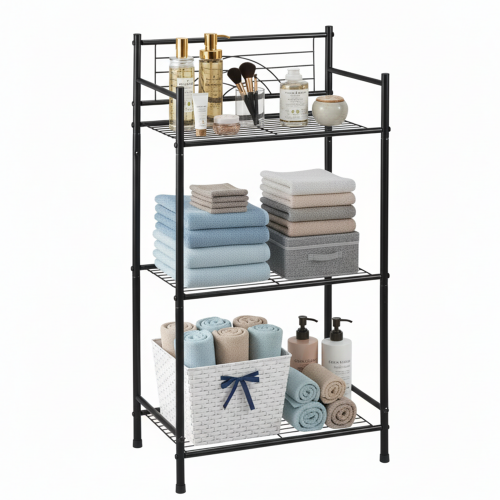 OUTMASTER 3 Tier Printer Stand,Mobile Printer Table,Wooden Table Top & Lock Casters for Office,Kitchen,Home